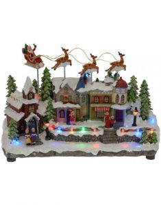 Kerstdorp item met bewegende arrenslee Christmas Place